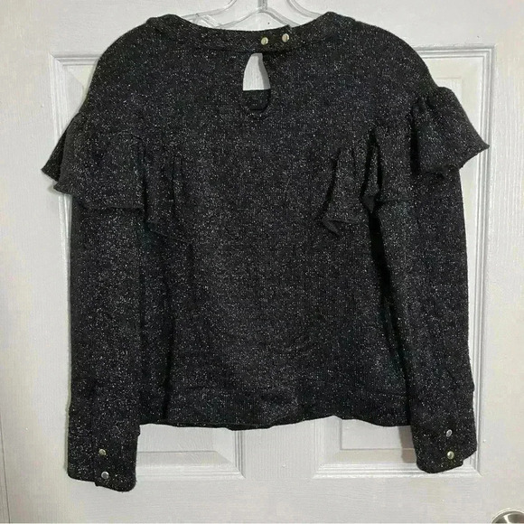ANTHROPOLOGIE EVA FRANCO Black Sparkle Ruffle Long sleeve women Sweater | size S - Picture 12 of 12